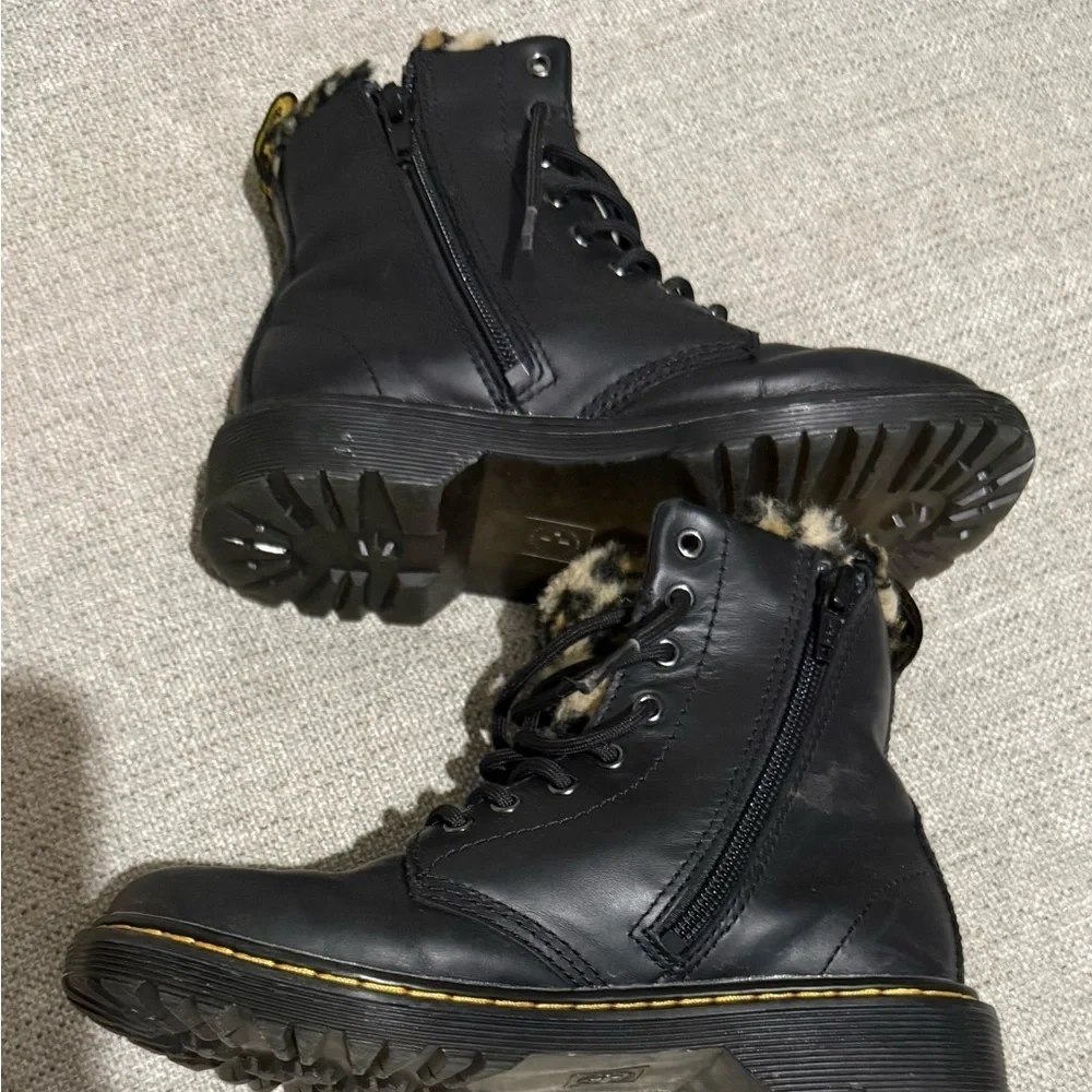 Dr. Martens Black Boots with Leopard Print